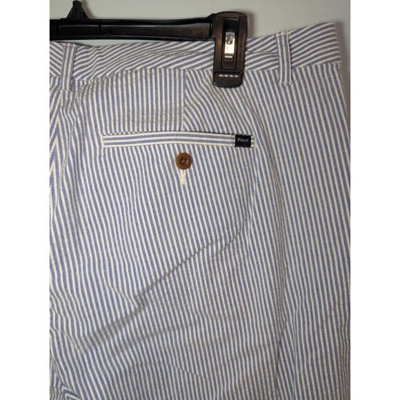 Polo Ralph Lauren Womens Blue White Striped Seersucker Nautical Ankle Pants 14 - Picture 10 of 13